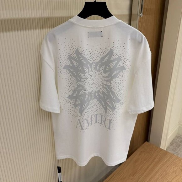 Small Amiri Men's Quad Crystal Tee White Cotton Relaxed Fit Nwt - Picture 1 of 2